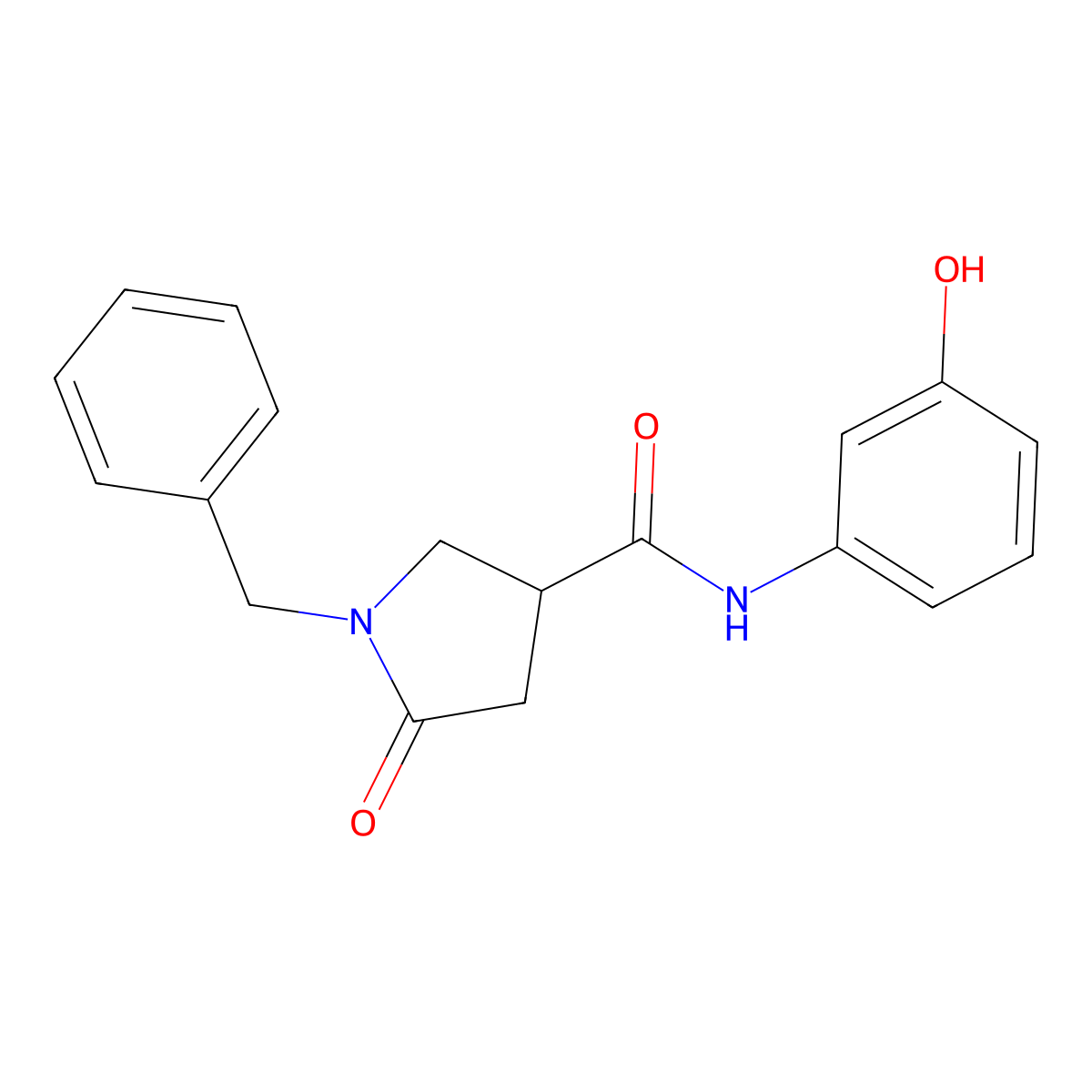 1-benzyl-N-(3-hydroxyphenyl)-5-oxopyrrolidine-3-carboxamide molecular structure, CAS 1081123-60-5