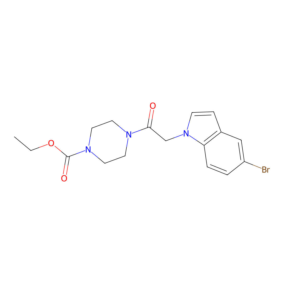ethyl 4-[(5-bromo-1H-indol-1-yl)acetyl]-1-piperazinecarboxylate molecular structure, CAS 1081123-90-1