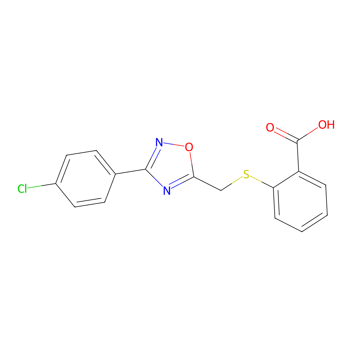 2-({[3-(4-Chlorophenyl)-1,2,4-oxadiazol-5-yl]methyl}sulfanyl)benzoic acid molecular structure, CAS 1081123-94-5