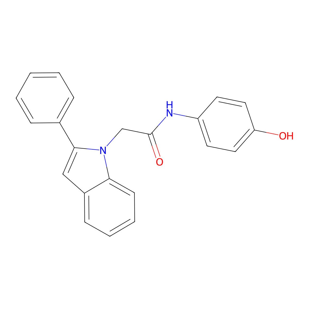 N-(4-hydroxyphenyl)-2-(2-phenyl-1H-indol-1-yl)acetamide molecular structure, CAS 1081123-95-6