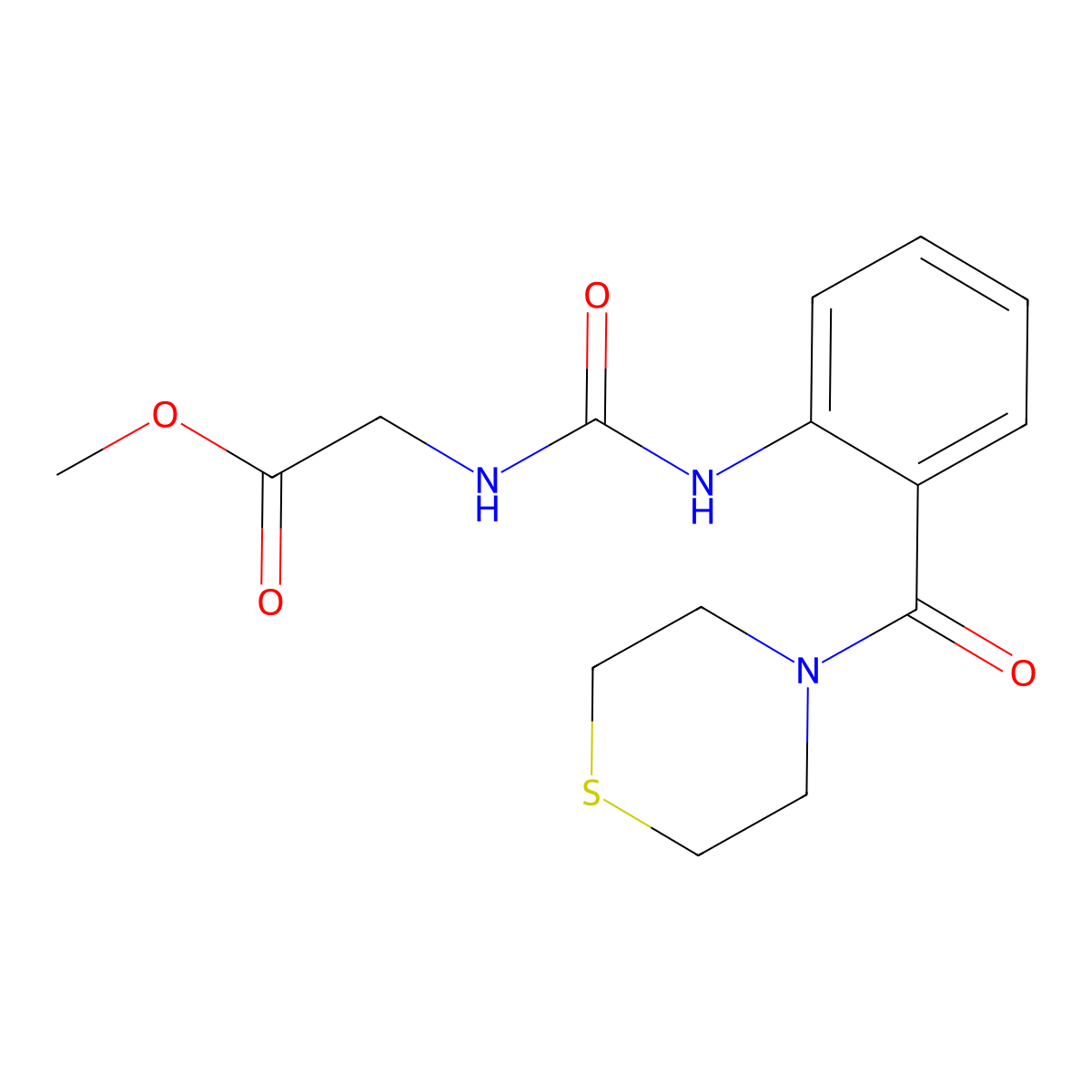 methyl N-{[2-(thiomorpholin-4-ylcarbonyl)phenyl]carbamoyl}glycinate molecular structure, CAS 1081124-04-0