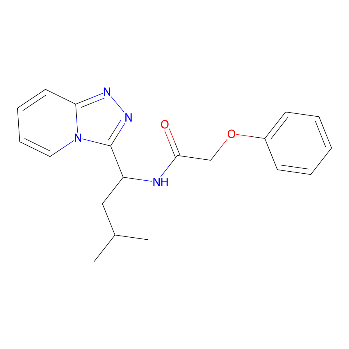 N-[3-methyl-1-([1,2,4]triazolo[4,3-a]pyridin-3-yl)butyl]-2-phenoxyacetamide molecular structure, CAS 1081124-10-8