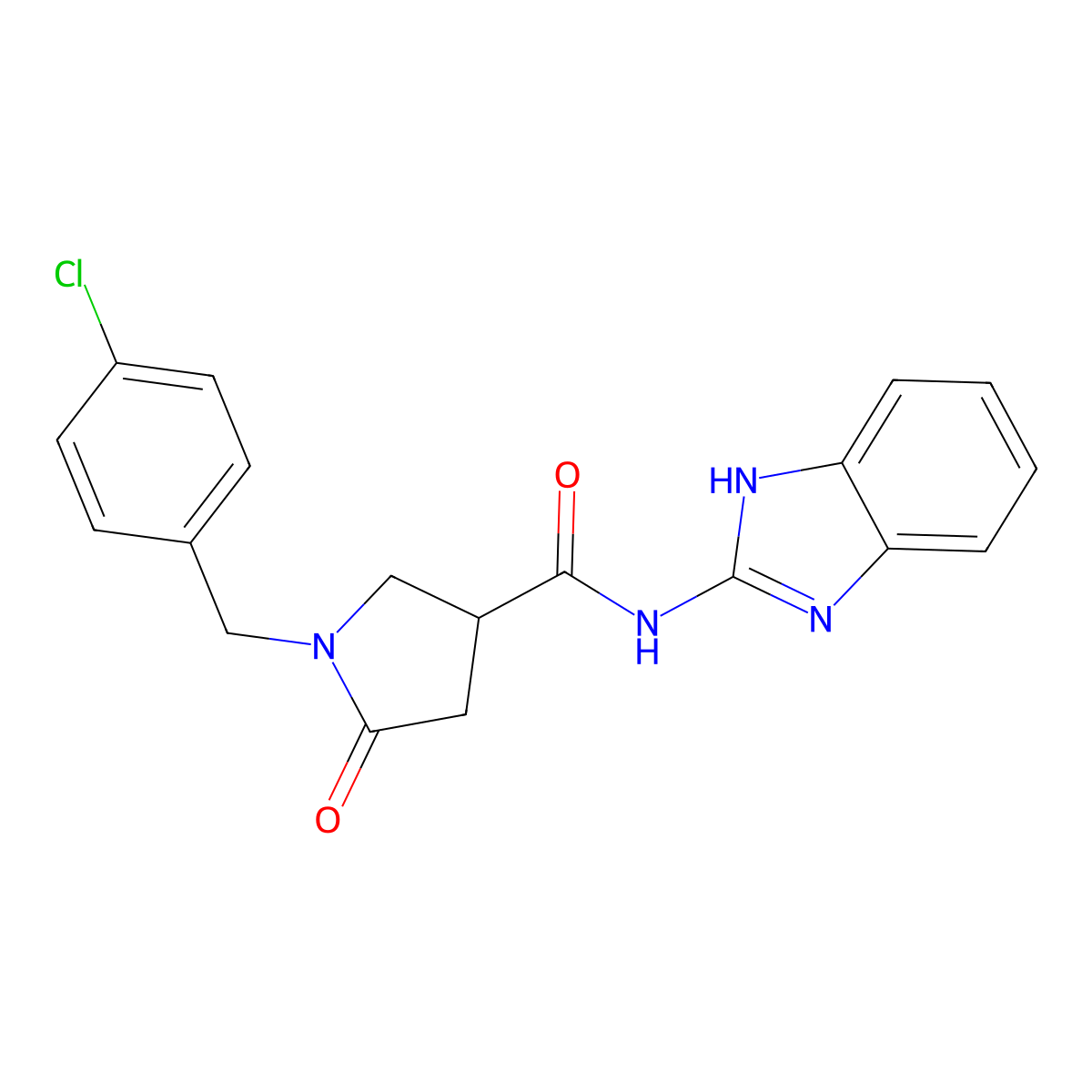 1-(4-chlorobenzyl)-N-(1,3-dihydro-2H-benzimidazol-2-ylidene)-5-oxopyrrolidine-3-carboxamide molecular structure, CAS 1081124-17-5