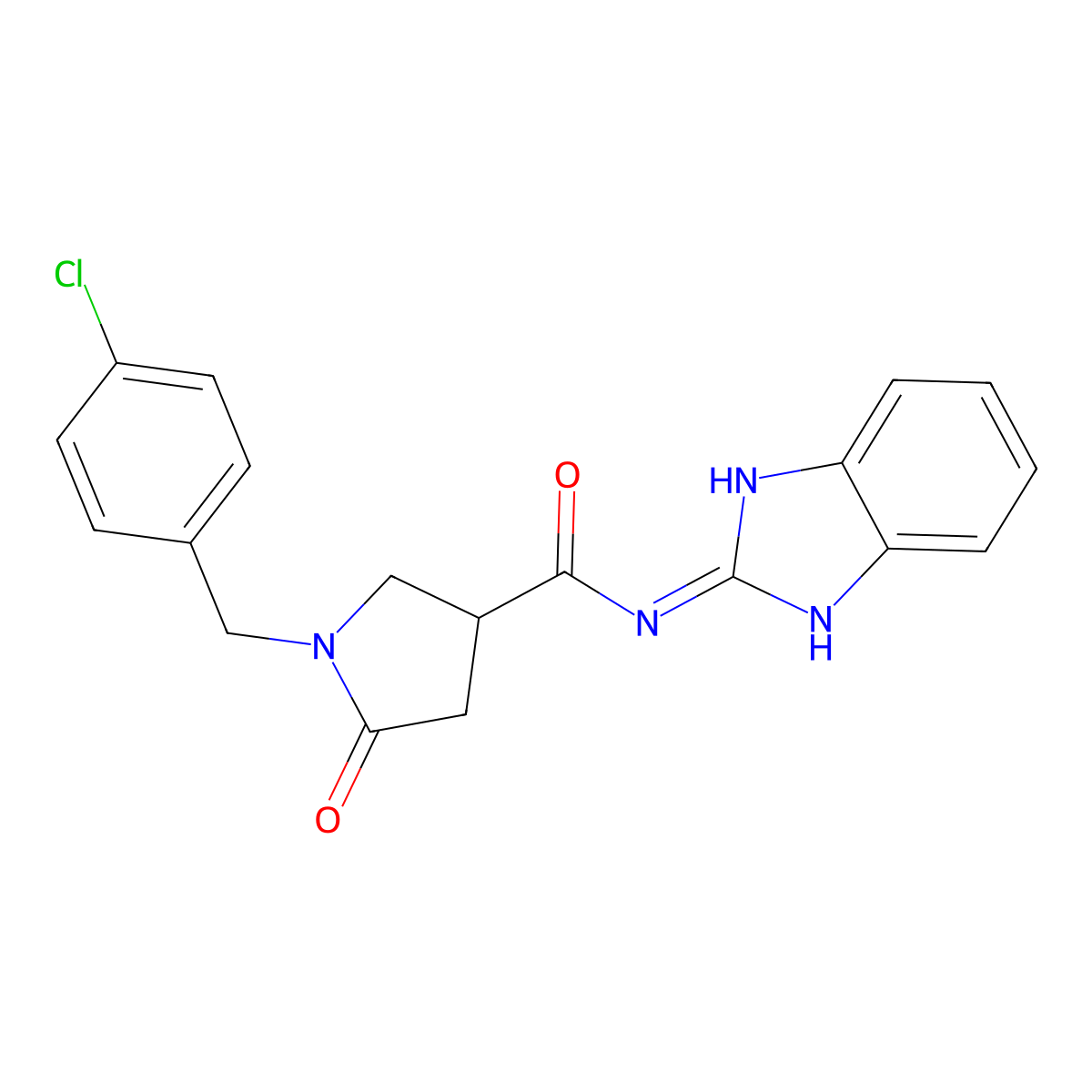 1-(4-chlorobenzyl)-N-(1,3-dihydro-2H-benzimidazol-2-ylidene)-5-oxopyrrolidine-3-carboxamide molecular structure, CAS 1081124-17-5