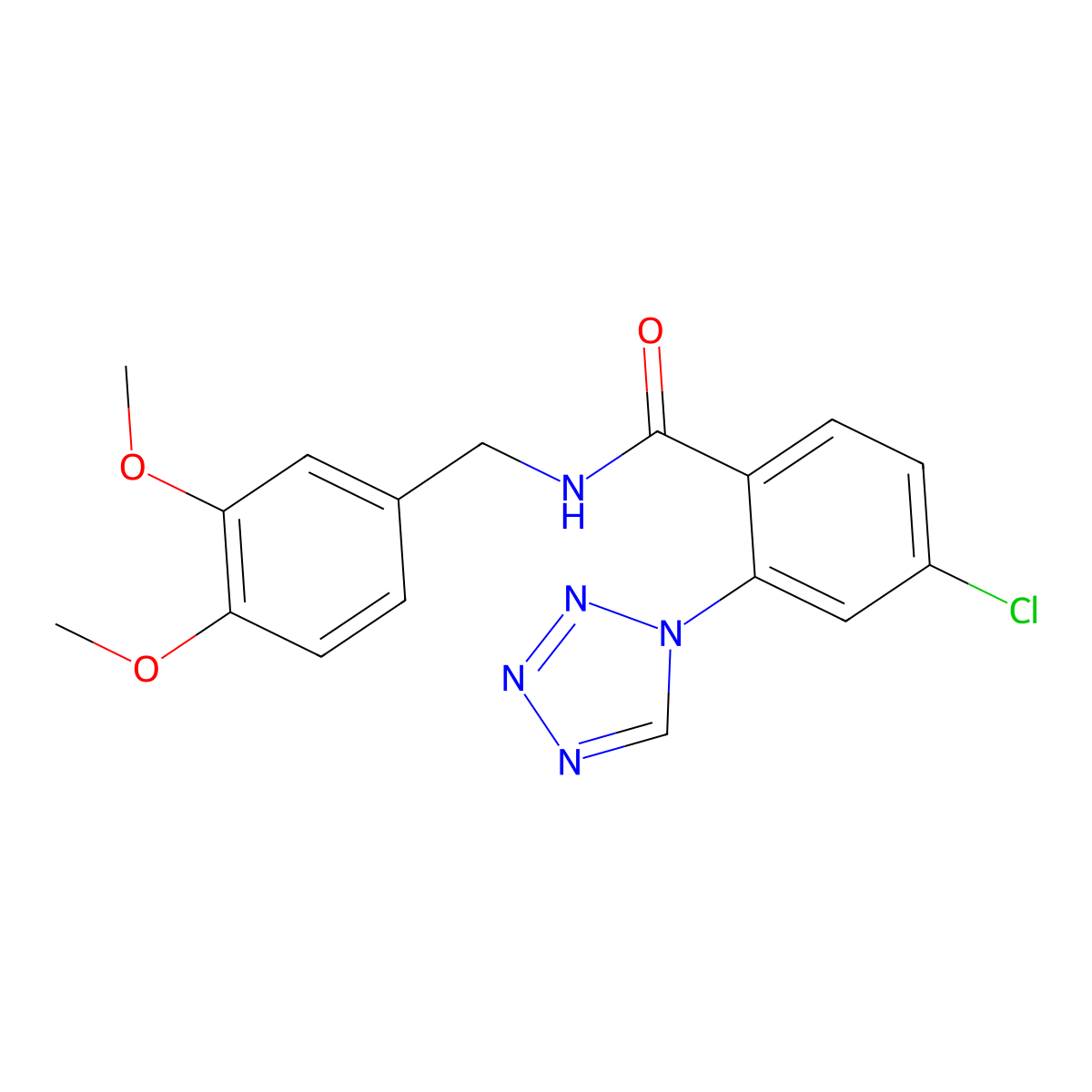 4-chloro-N-(3,4-dimethoxybenzyl)-2-(1H-tetrazol-1-yl)benzamide molecular structure, CAS 1081124-29-9