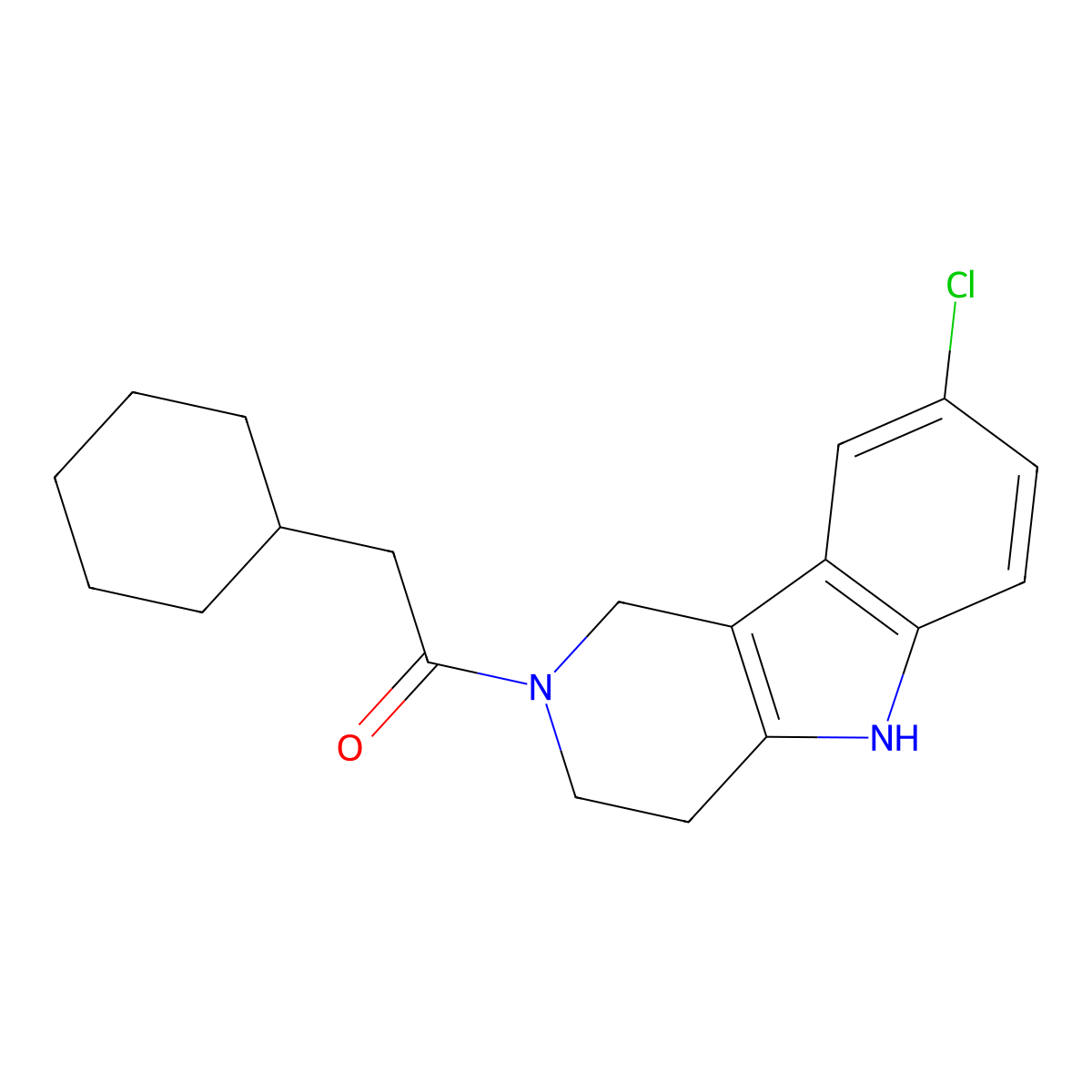 1-(8-chloro-1,3,4,5-tetrahydro-2H-pyrido[4,3-b]indol-2-yl)-2-cyclohexylethanone molecular structure, CAS 1081124-36-8