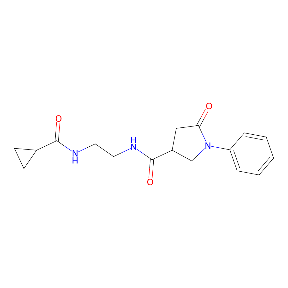 N-{2-[(cyclopropylcarbonyl)amino]ethyl}-5-oxo-1-phenylpyrrolidine-3-carboxamide molecular structure, CAS 1081124-64-2