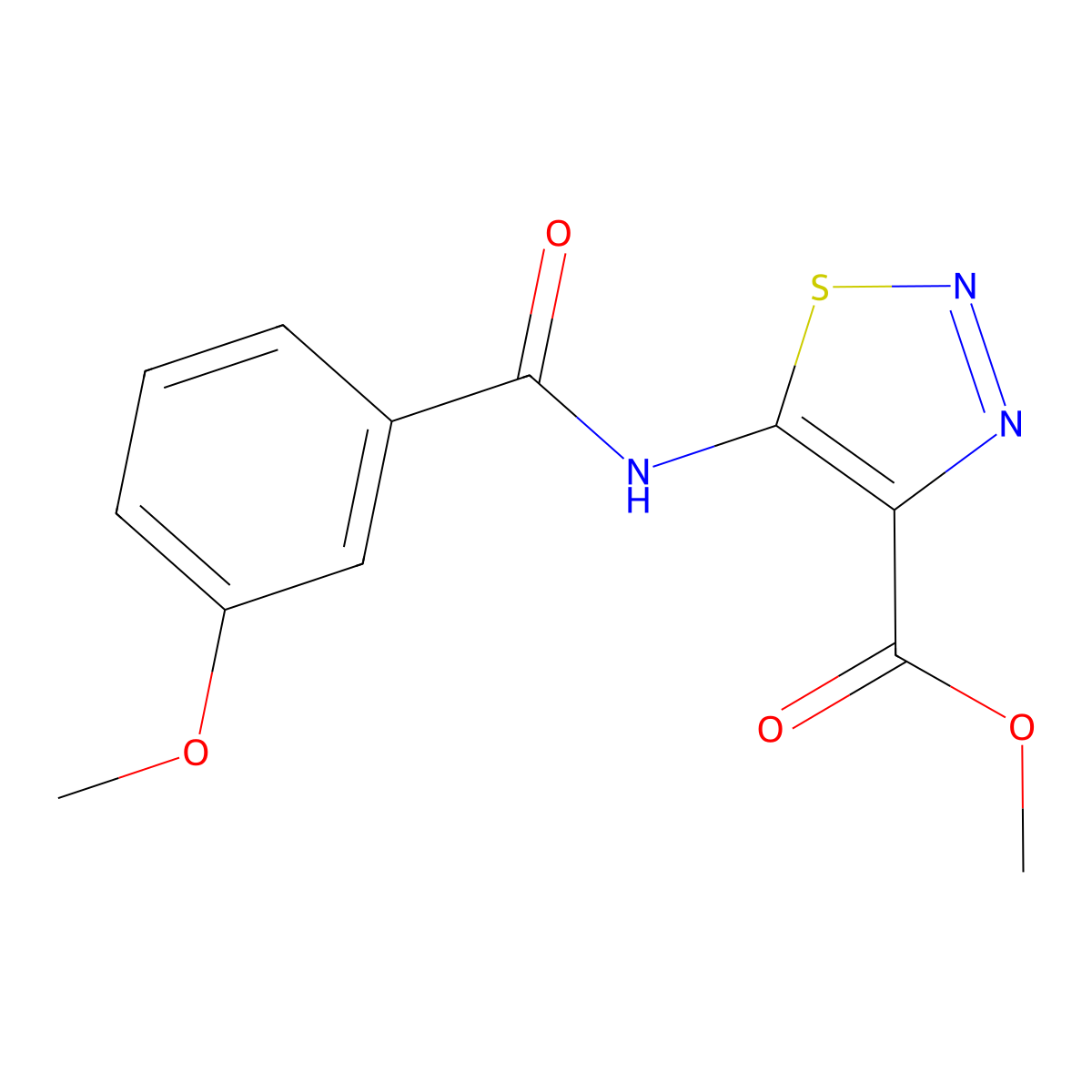 Methyl 5-[(3-methoxybenzoyl)amino]-1,2,3-thiadiazole-4-carboxylate molecular structure, CAS 1081124-69-7