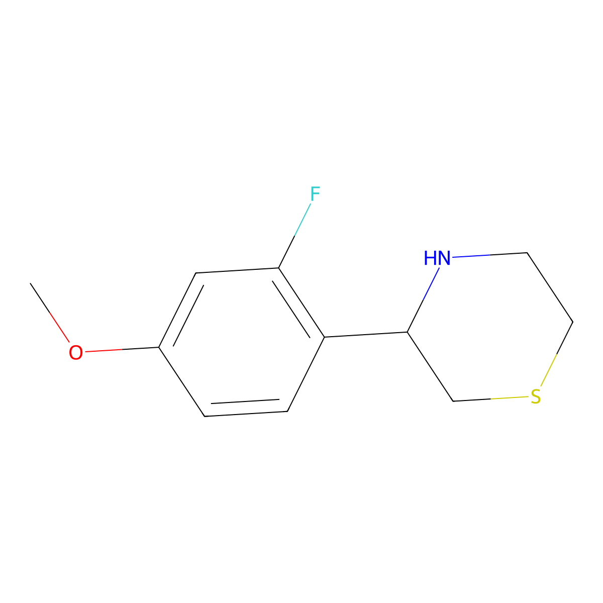 3-(2-Fluoro-4-methoxyphenyl)thiomorpholine molecular structure, CAS 1081124-71-1