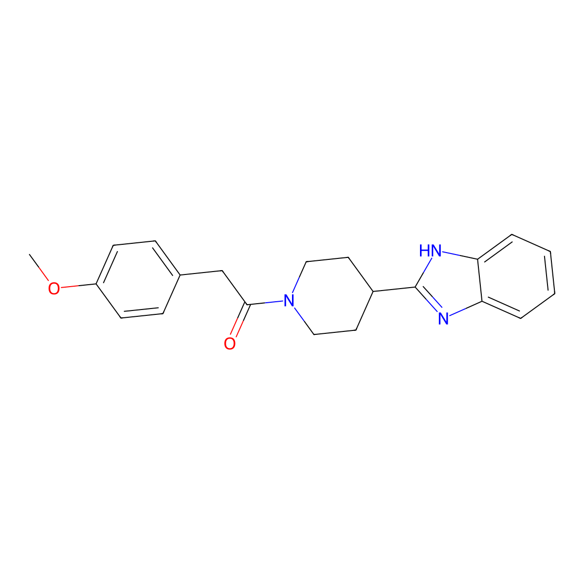 2-{1-[(4-methoxyphenyl)acetyl]piperidin-4-yl}-1H-benzimidazole molecular structure, CAS 1081125-38-3