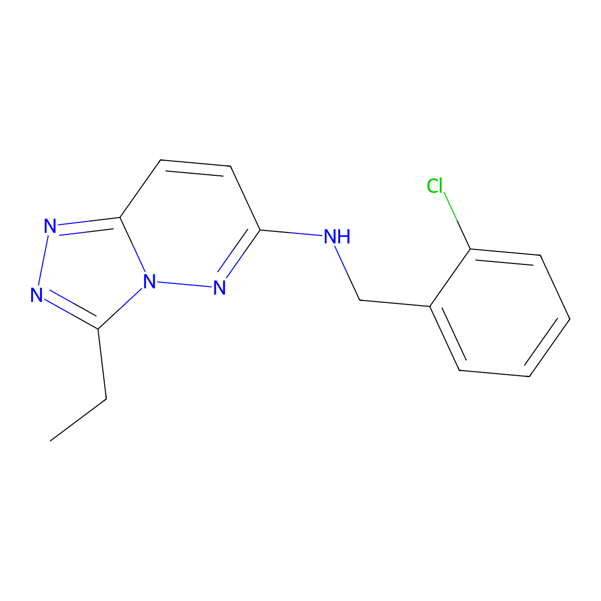 N-(2-chlorobenzyl)-3-ethyl[1,2,4]triazolo[4,3-b]pyridazin-6-amine molecular structure, CAS 1081125-39-4