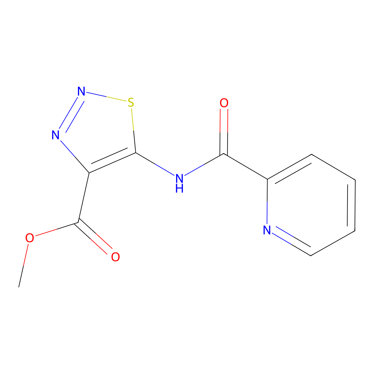 Methyl 5-[(pyridin-2-ylcarbonyl)amino]-1,2,3-thiadiazole-4-carboxylate molecular structure, CAS 1081125-42-9