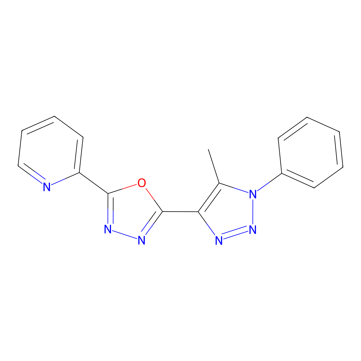 2-[5-(5-methyl-1-phenyl-1H-1,2,3-triazol-4-yl)-1,3,4-oxadiazol-2-yl]pyridine molecular structure, CAS 1081125-60-1