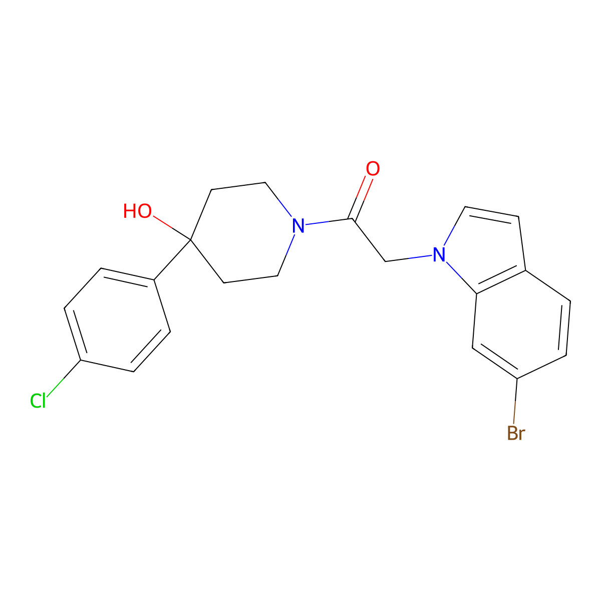 1-[(6-bromo-1H-indol-1-yl)acetyl]-4-(4-chlorophenyl)-4-piperidinol molecular structure, CAS 1081125-62-3