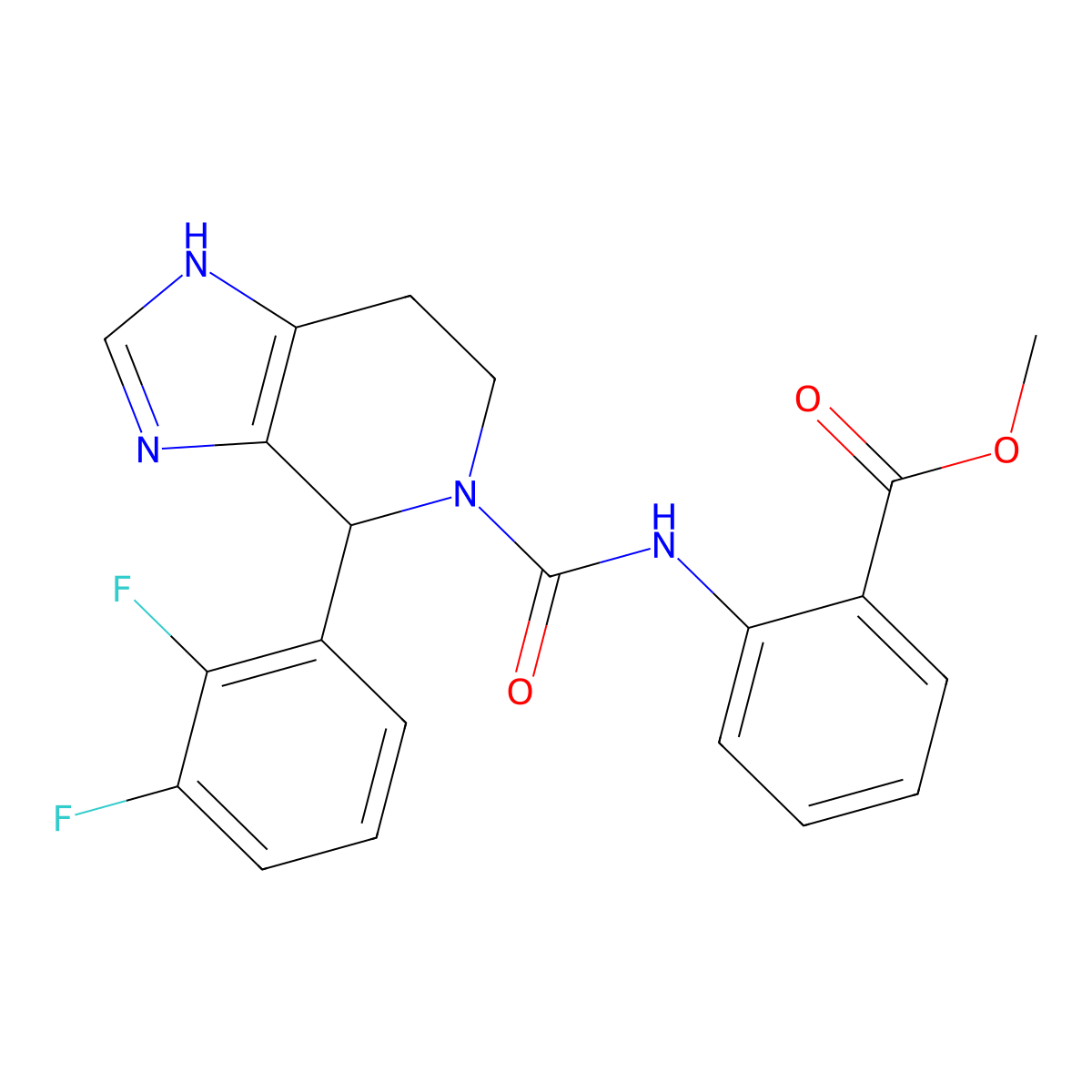 methyl 2-({[4-(2,3-difluorophenyl)-1,4,6,7-tetrahydro-5H-imidazo[4,5-c]pyridin-5-yl]carbonyl}amino)benzoate molecular structure, CAS 1081125-69-0