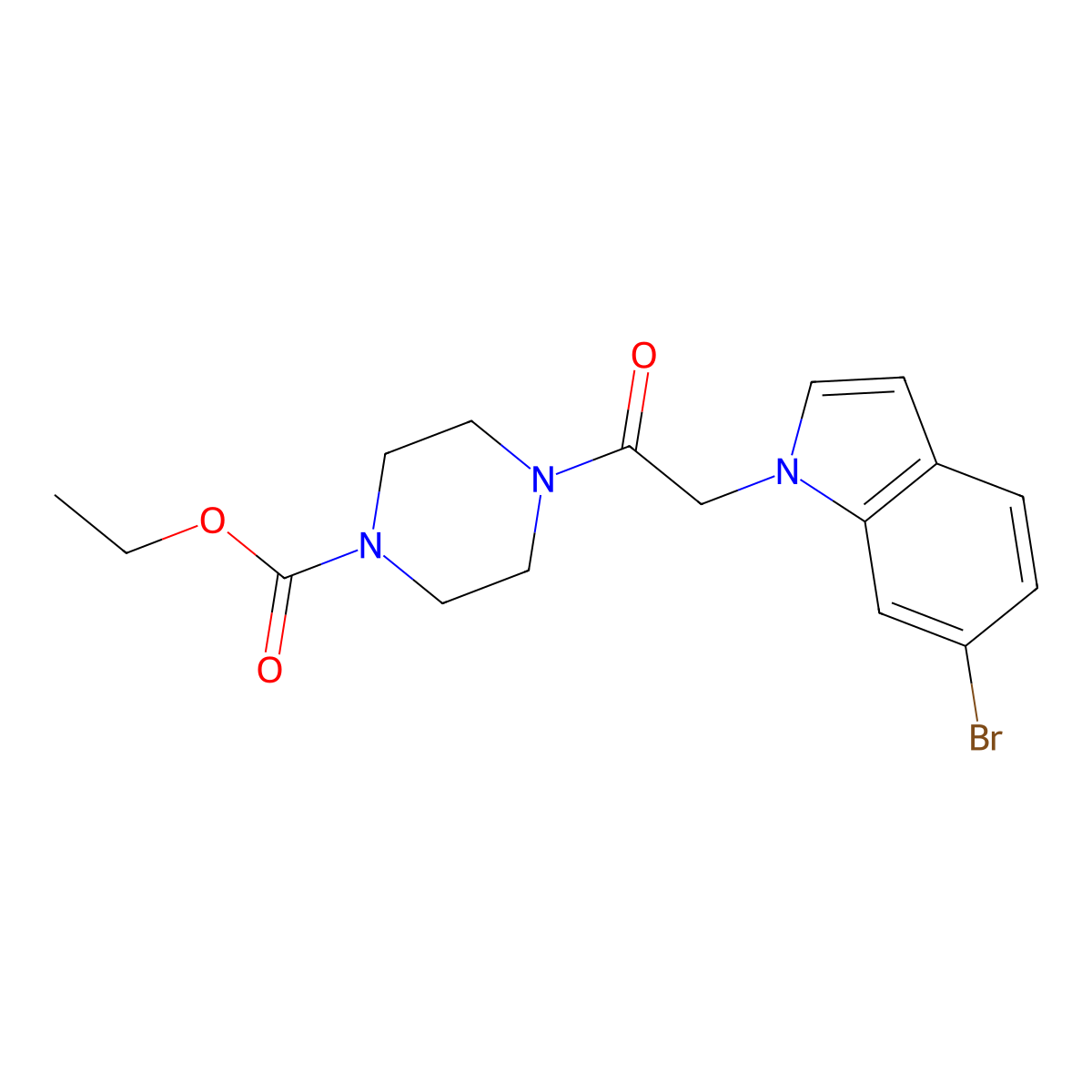 ethyl 4-[(6-bromo-1H-indol-1-yl)acetyl]-1-piperazinecarboxylate molecular structure, CAS 1081125-95-2