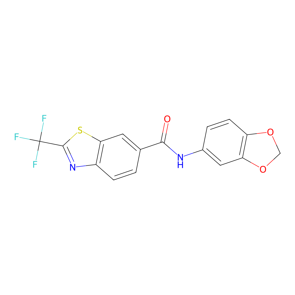 N-(1,3-benzodioxol-5-yl)-2-(trifluoromethyl)-1,3-benzothiazole-6-carboxamide molecular structure, CAS 1081126-27-3