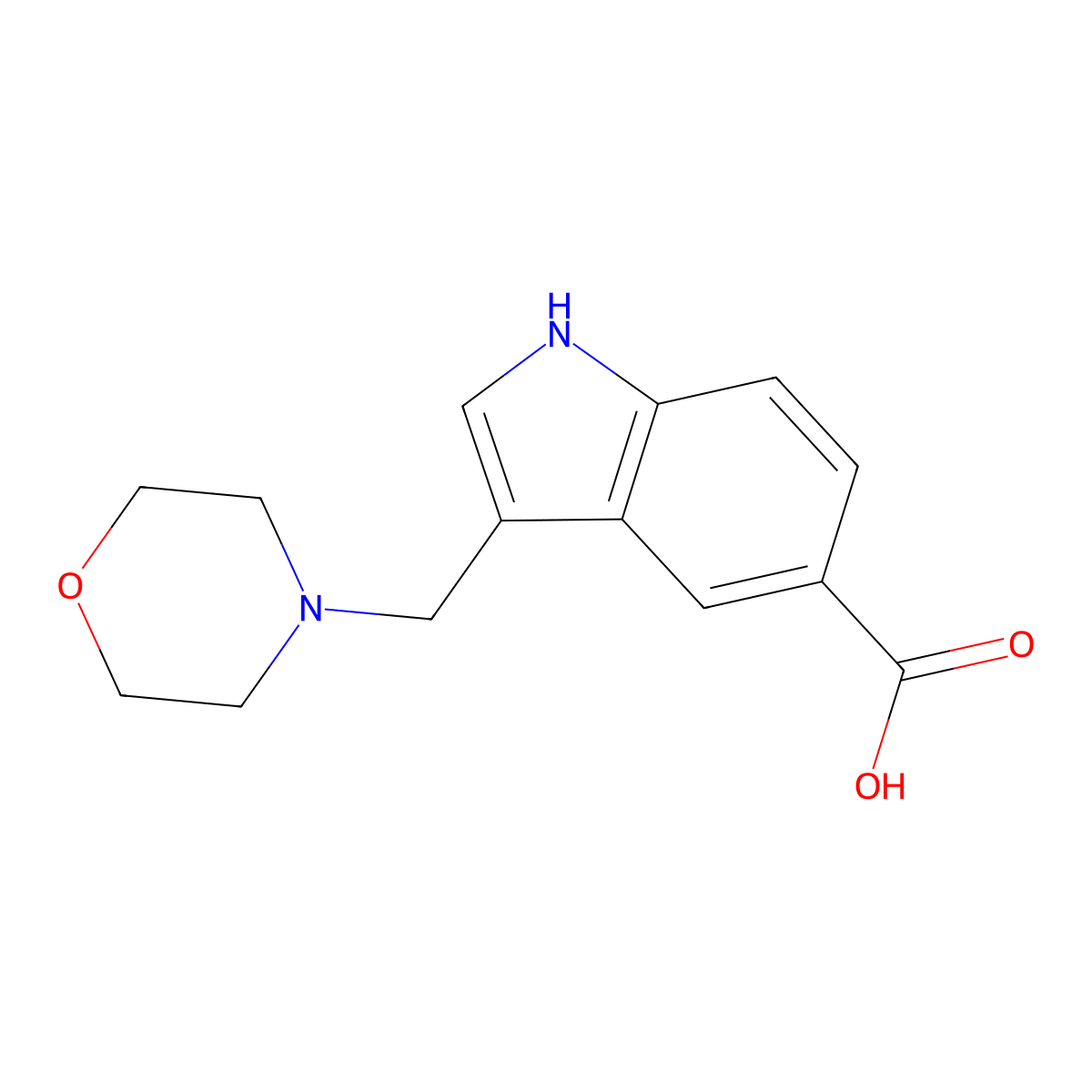 3-(morpholinomethyl)-1H-indole-5-carboxylic acid molecular structure, CAS 1081126-35-3