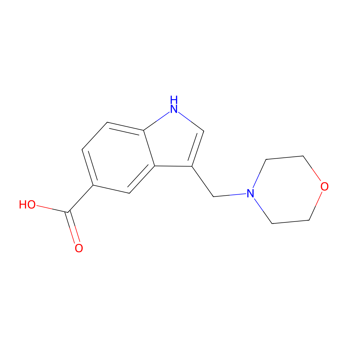 3-(morpholinomethyl)-1H-indole-5-carboxylic acid molecular structure, CAS 1081126-35-3