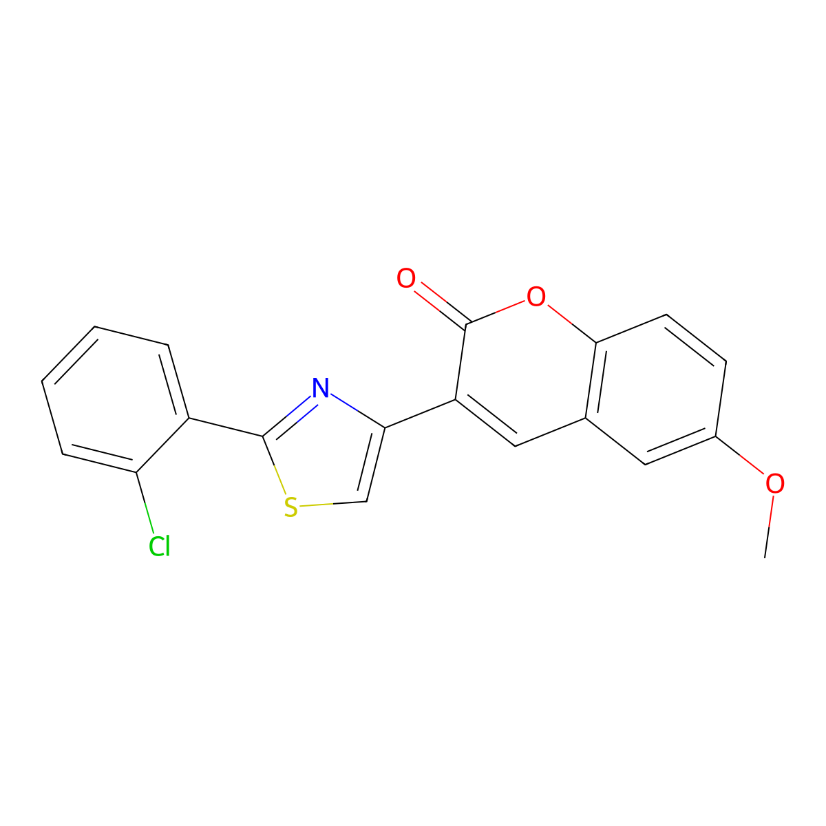 3-[2-(2-chlorophenyl)-1,3-thiazol-4-yl]-6-methoxy-2H-chromen-2-one molecular structure, CAS 1081126-49-9