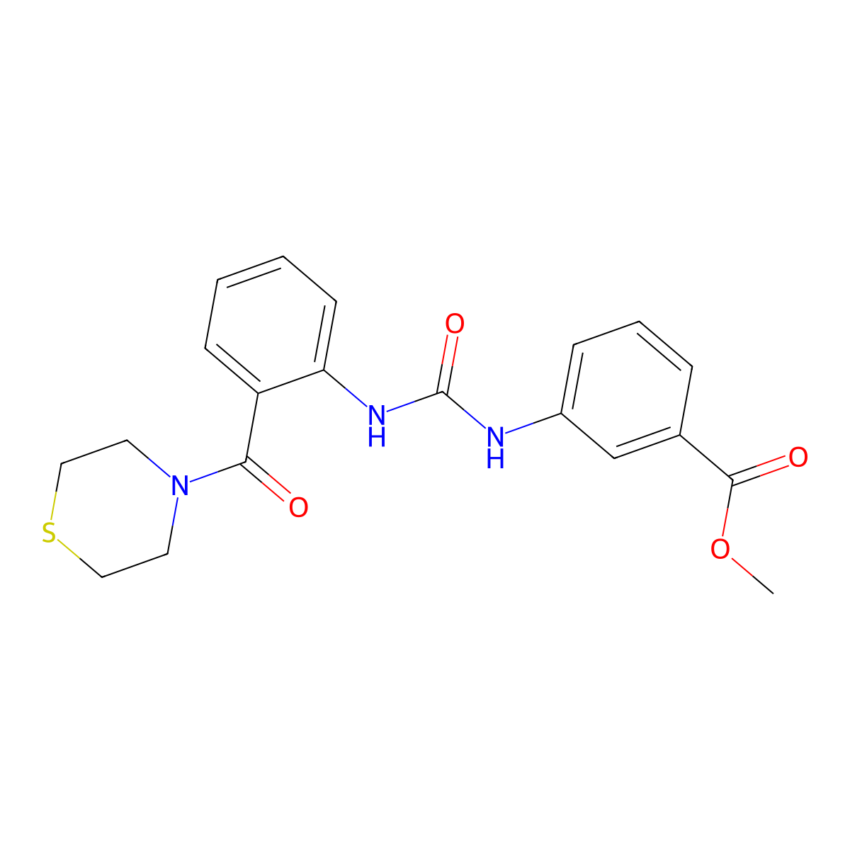 Methyl 3-({[2-(thiomorpholin-4-ylcarbonyl)phenyl]carbamoyl}amino)benzoate molecular structure, CAS 1081126-50-2