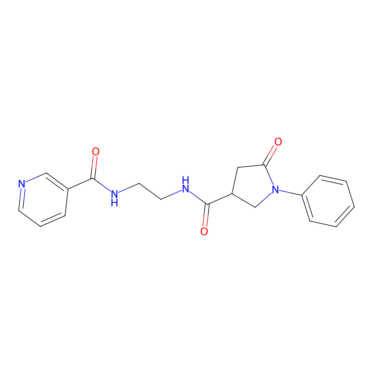 N-(2-{[(5-oxo-1-phenylpyrrolidin-3-yl)carbonyl]amino}ethyl)pyridine-3-carboxamide molecular structure, CAS 1081126-69-3