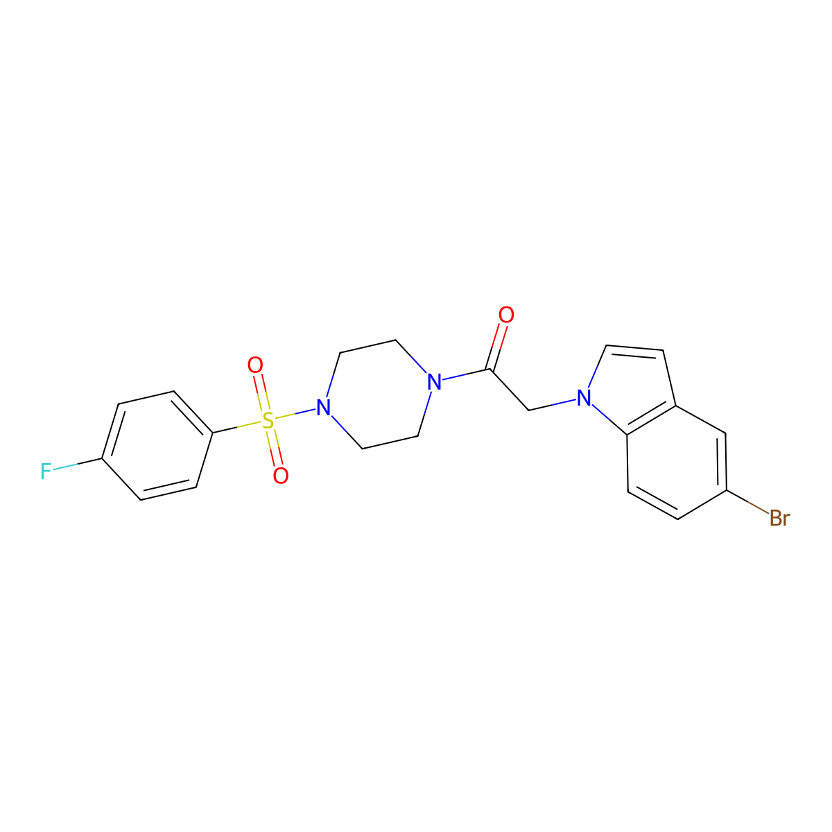 2-(5-bromo-1H-indol-1-yl)-1-{4-[(4-fluorophenyl)sulfonyl]piperazin-1-yl}ethanone molecular structure, CAS 1081127-03-8