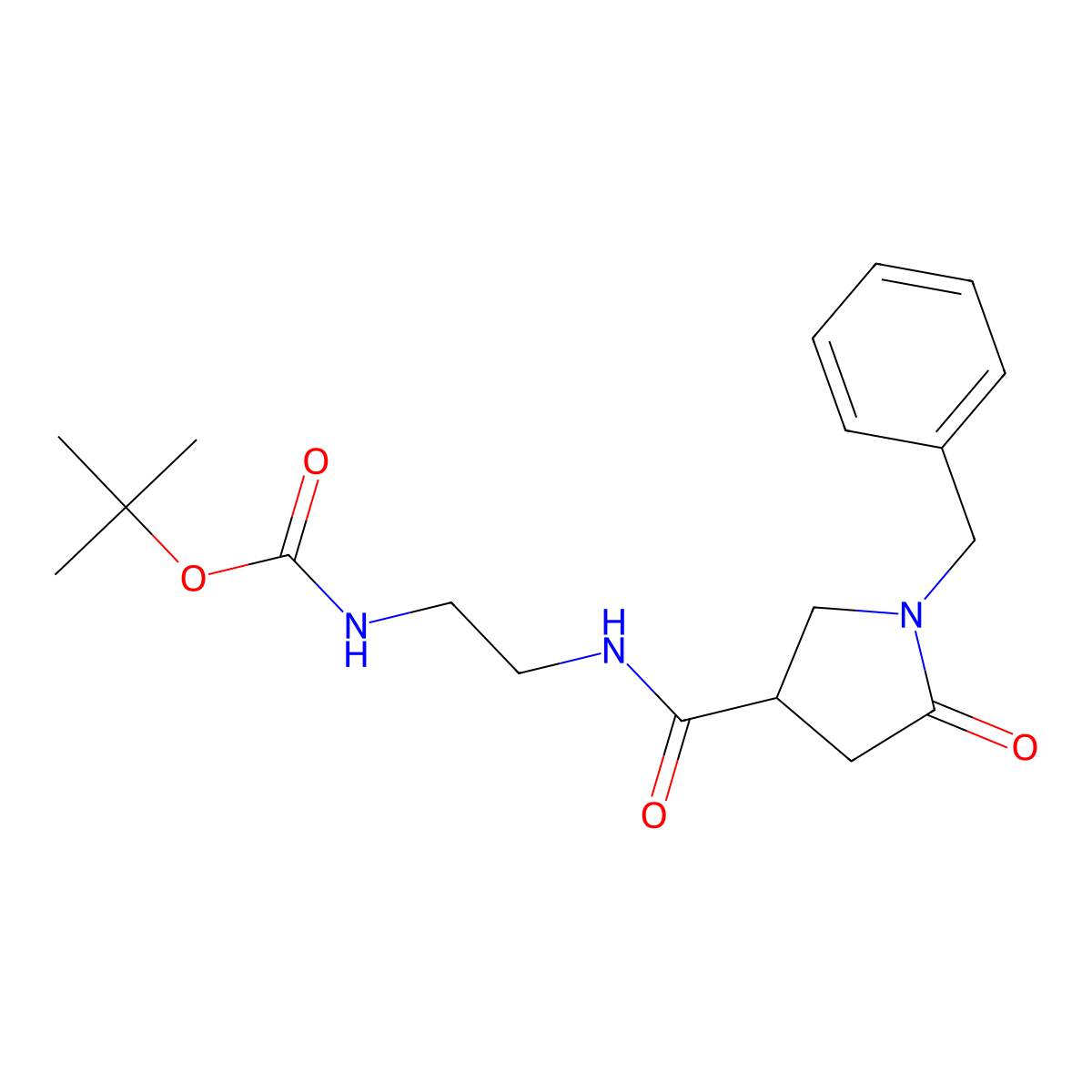 Tert-butyl (2-{[(1-benzyl-5-oxopyrrolidin-3-yl)carbonyl]amino}ethyl)carbamate molecular structure, CAS 1081127-14-1
