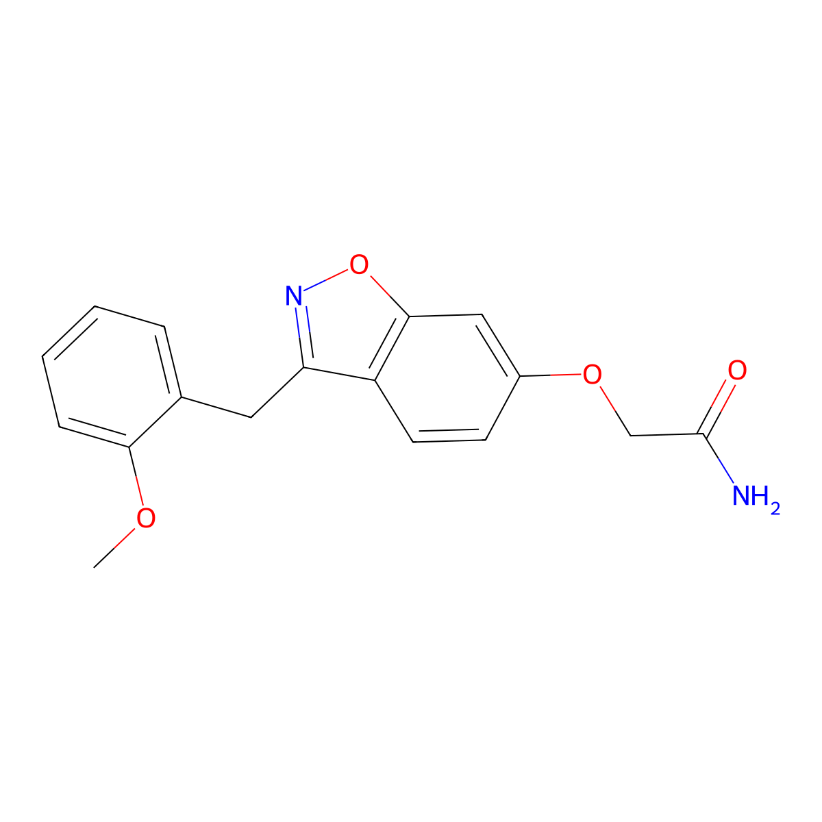 2-{[3-(2-Methoxybenzyl)-1,2-benzoxazol-6-yl]oxy}acetamide molecular structure, CAS 1081127-28-7