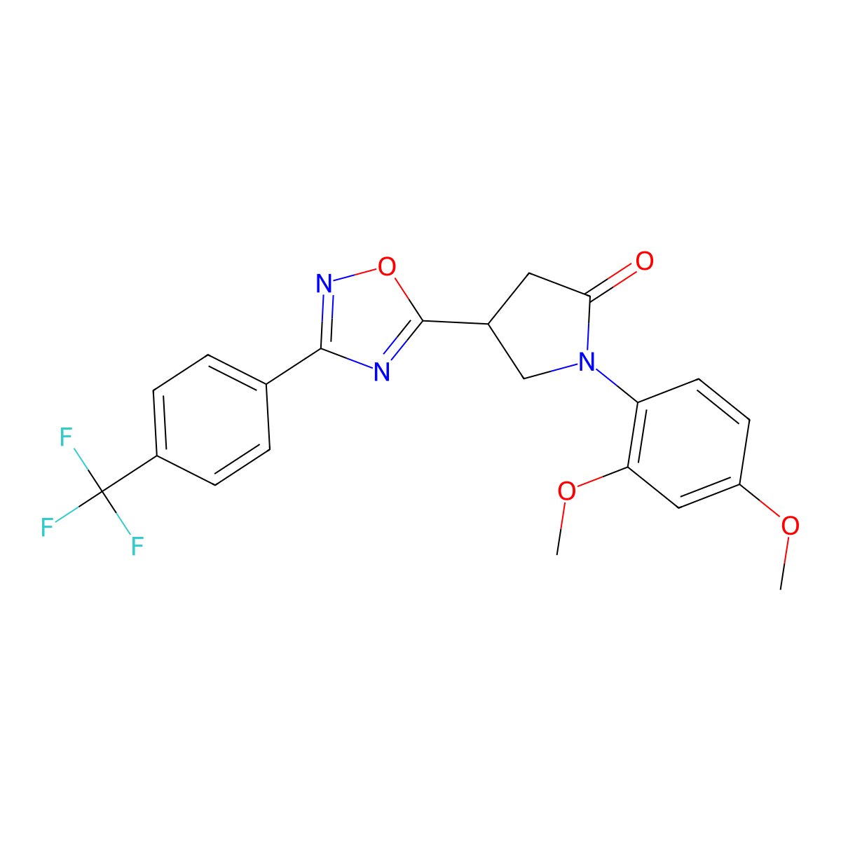 1-(2,4-Dimethoxyphenyl)-4-(3-(4-(trifluoromethyl)phenyl)-1,2,4-oxadiazol-5-yl)pyrrolidin-2-one molecular structure, CAS 1081127-37-8