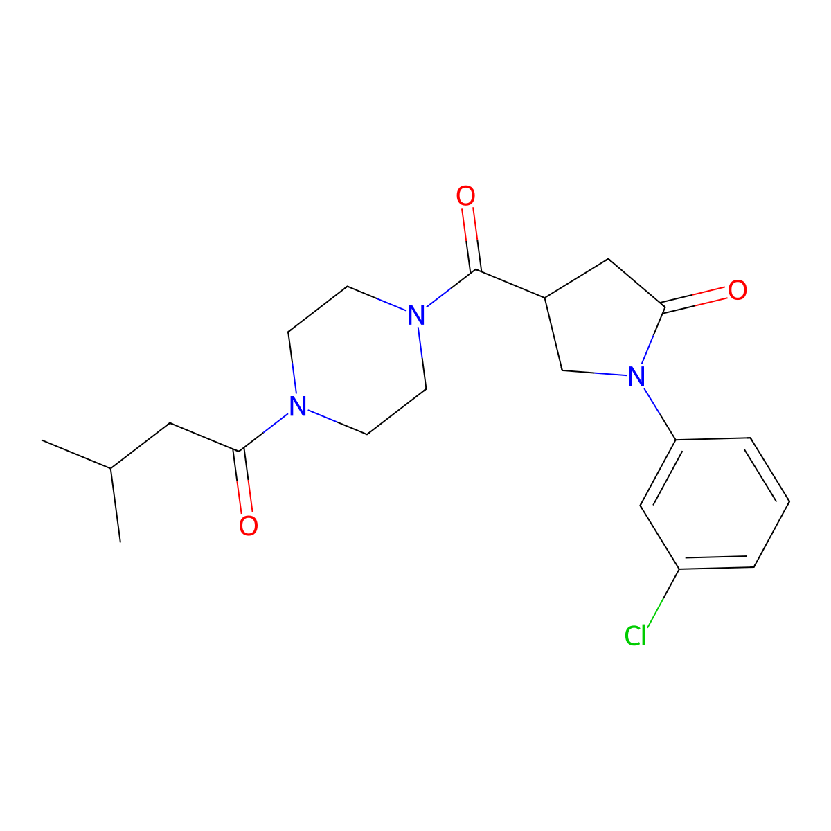 1-(3-Chlorophenyl)-4-{[4-(3-methylbutanoyl)piperazin-1-yl]carbonyl}pyrrolidin-2-one molecular structure, CAS 1081127-48-1
