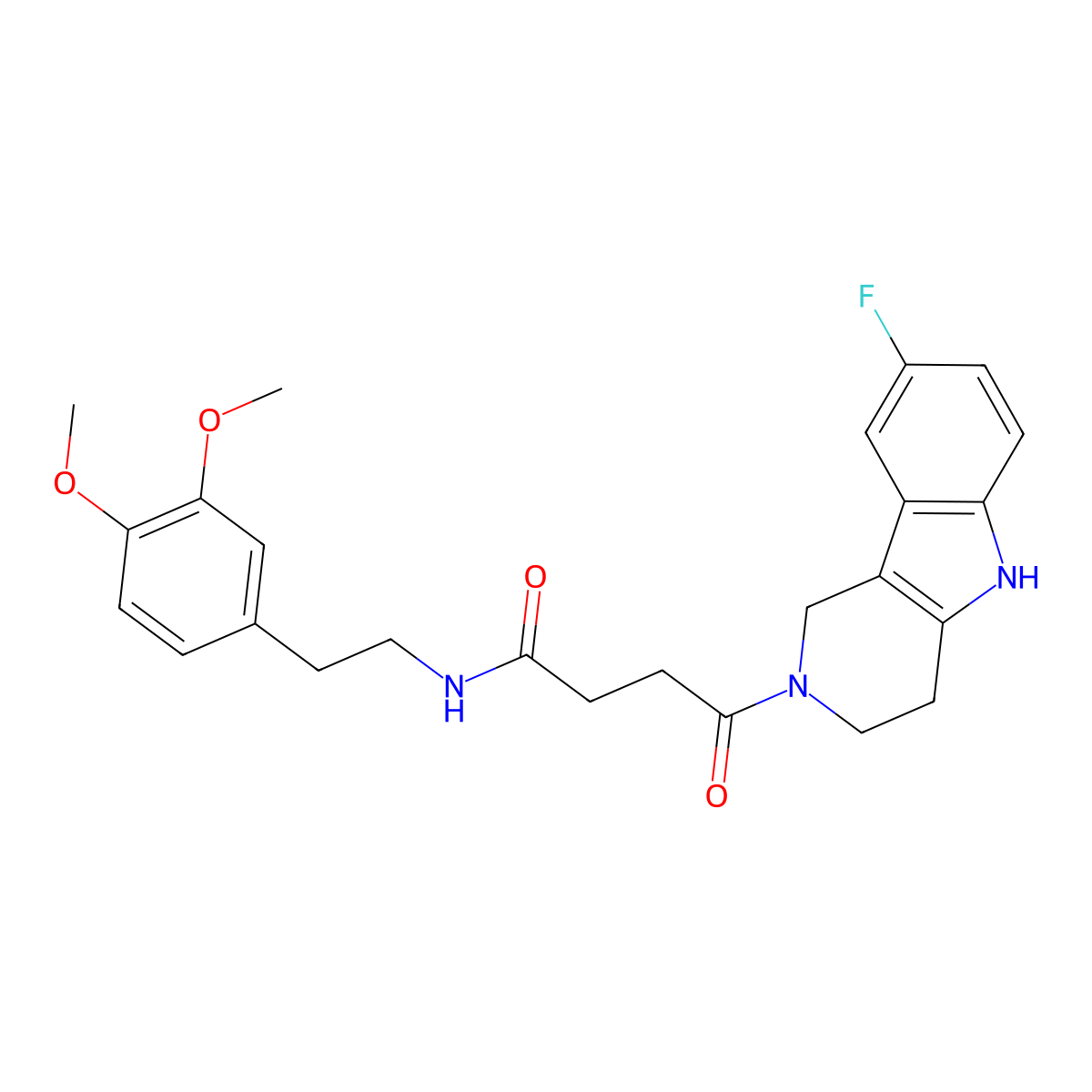 N-[2-(3,4-dimethoxyphenyl)ethyl]-4-(8-fluoro-1,3,4,5-tetrahydro-2H-pyrido[4,3-b]indol-2-yl)-4-oxobutanamide molecular structure, CAS 1081127-49-2
