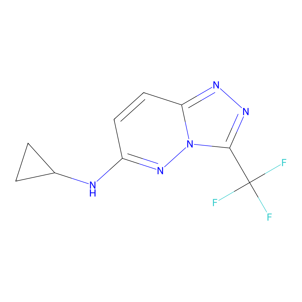 N-cyclopropyl-3-(trifluoromethyl)-[1,2,4]triazolo[4,3-b]pyridazin-6-amine molecular structure, CAS 1081127-50-5