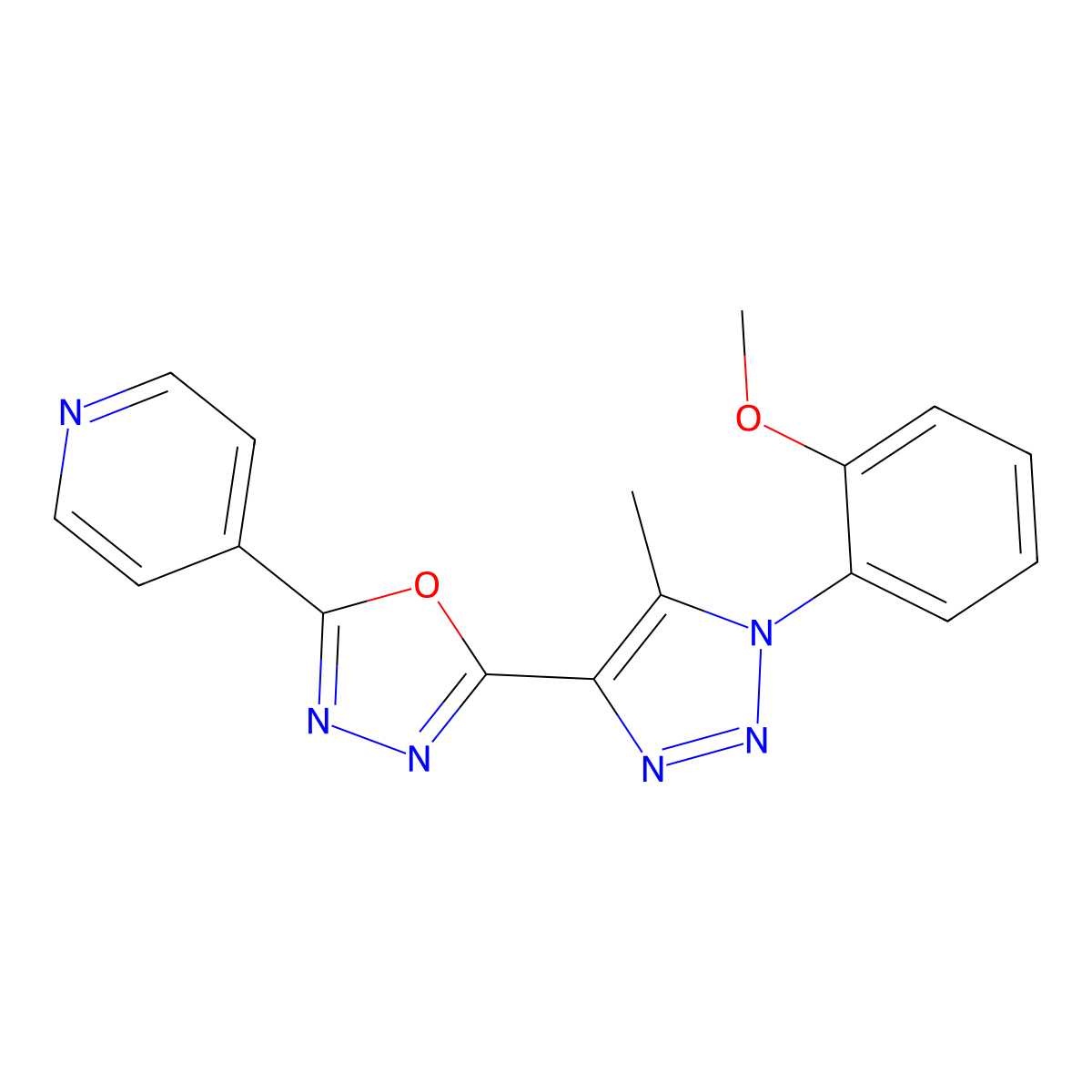 4-{5-[1-(2-methoxyphenyl)-5-methyl-1H-1,2,3-triazol-4-yl]-1,3,4-oxadiazol-2-yl}pyridine molecular structure, CAS 1081127-52-7