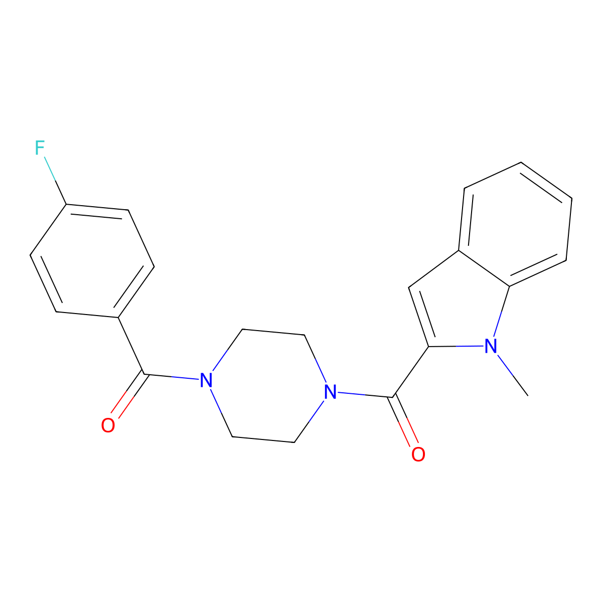 2-[4-(4-fluorobenzoyl)piperazine-1-carbonyl]-1-methyl-1H-indole molecular structure, CAS 1081127-54-9