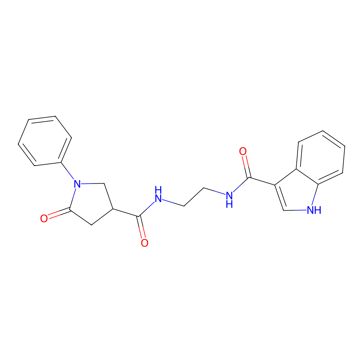 N-(2-{[(5-oxo-1-phenylpyrrolidin-3-yl)carbonyl]amino}ethyl)-1H-indole-3-carboxamide molecular structure, CAS 1081127-55-0