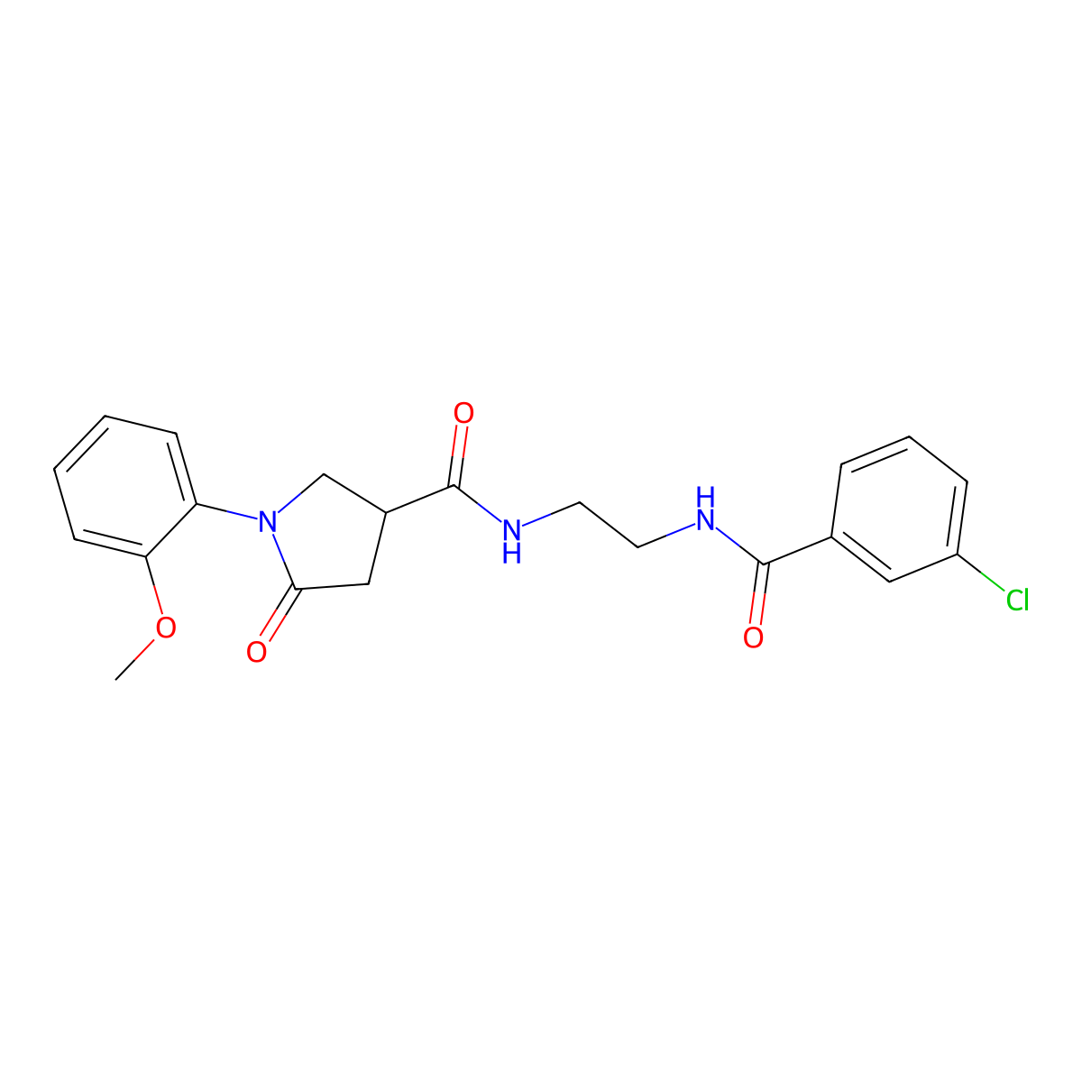 N-(2-{[(3-chlorophenyl)carbonyl]amino}ethyl)-1-(2-methoxyphenyl)-5-oxopyrrolidine-3-carboxamide molecular structure, CAS 1081127-61-8