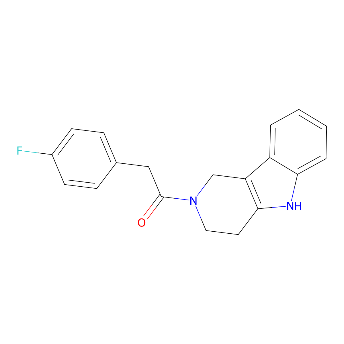 2-(4-fluorophenyl)-1-(1,3,4,5-tetrahydro-2H-pyrido[4,3-b]indol-2-yl)ethanone molecular structure, CAS 1081127-79-8