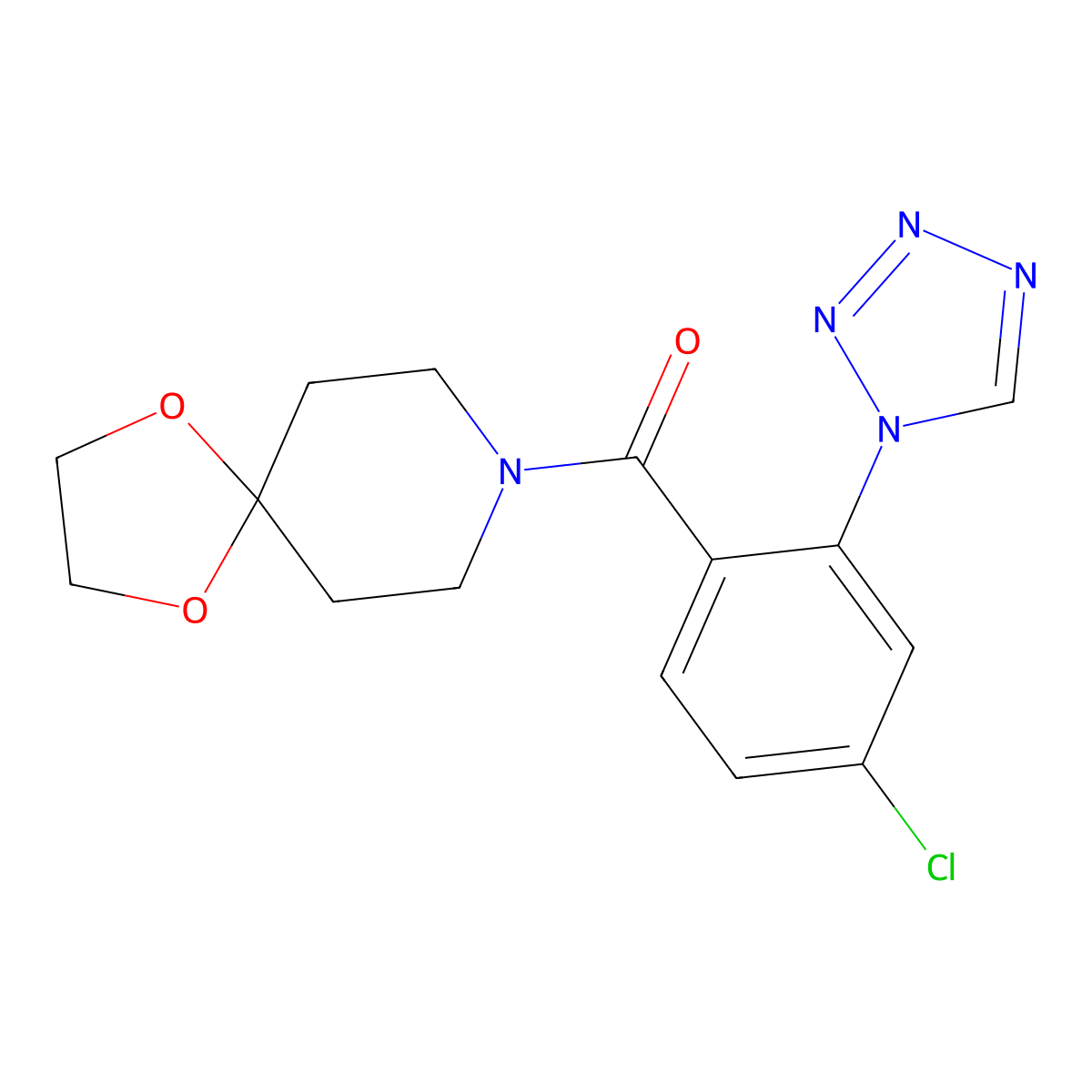 [4-chloro-2-(1H-tetrazol-1-yl)phenyl](1,4-dioxa-8-azaspiro[4.5]dec-8-yl)methanone molecular structure, CAS 1081127-93-6