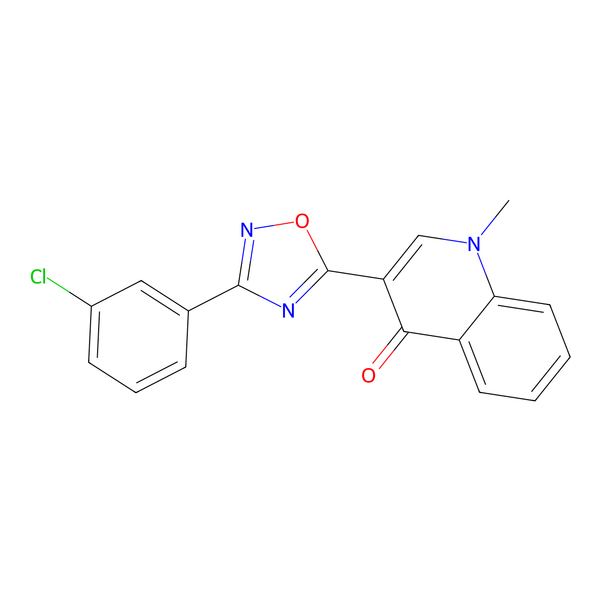 3-(3-(3-chlorophenyl)-1,2,4-oxadiazol-5-yl)-1-methylquinolin-4(1H)-one molecular structure, CAS 1081127-99-2