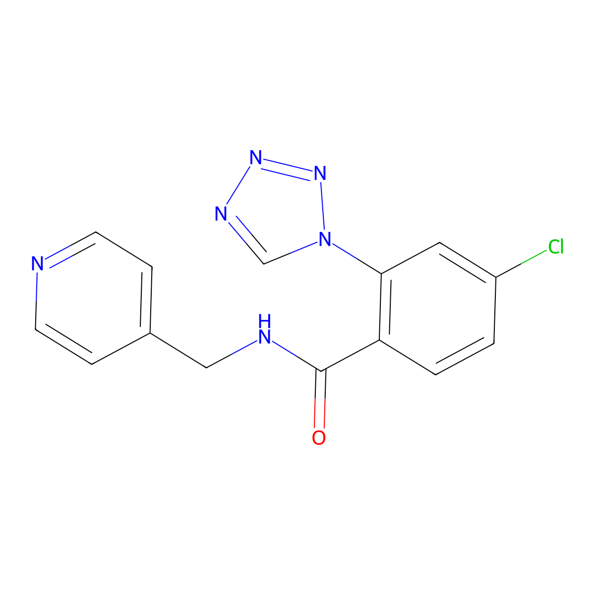 4-chloro-N-(pyridin-4-ylmethyl)-2-(1H-tetrazol-1-yl)benzamide molecular structure, CAS 1081128-19-9