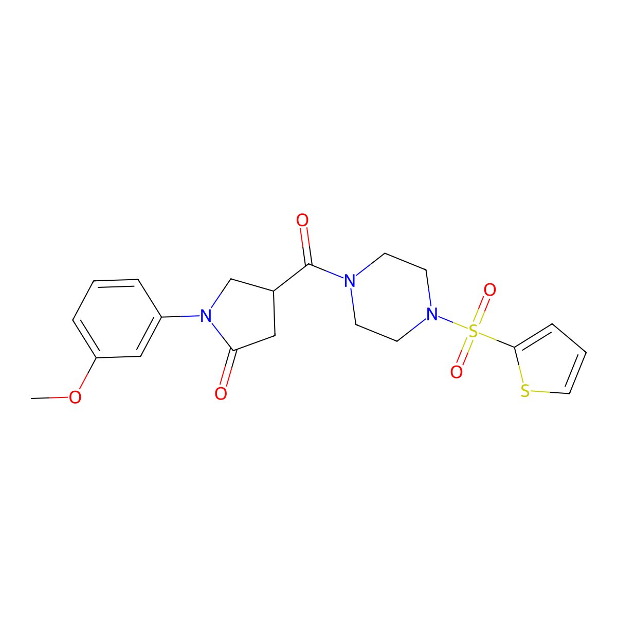 1-(3-Methoxyphenyl)-4-{[4-(thiophen-2-ylsulfonyl)piperazin-1-yl]carbonyl}pyrrolidin-2-one molecular structure, CAS 1081128-42-8