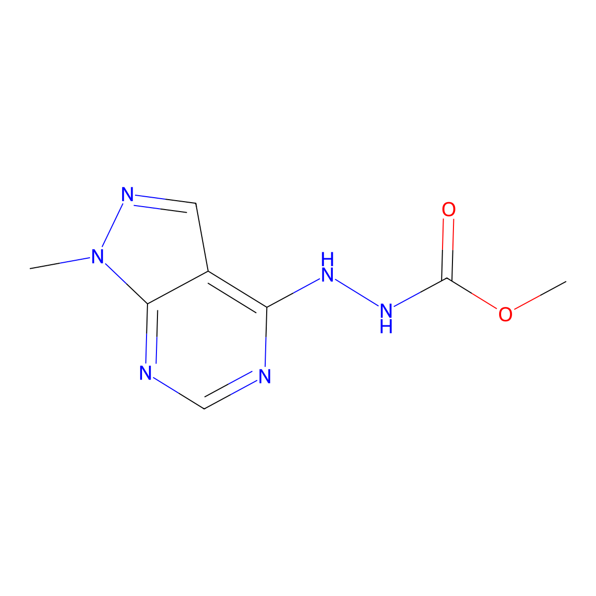 methyl 2-(1-methyl-1H-pyrazolo[3,4-d]pyrimidin-4-yl)hydrazinecarboxylate molecular structure, CAS 1081128-64-4