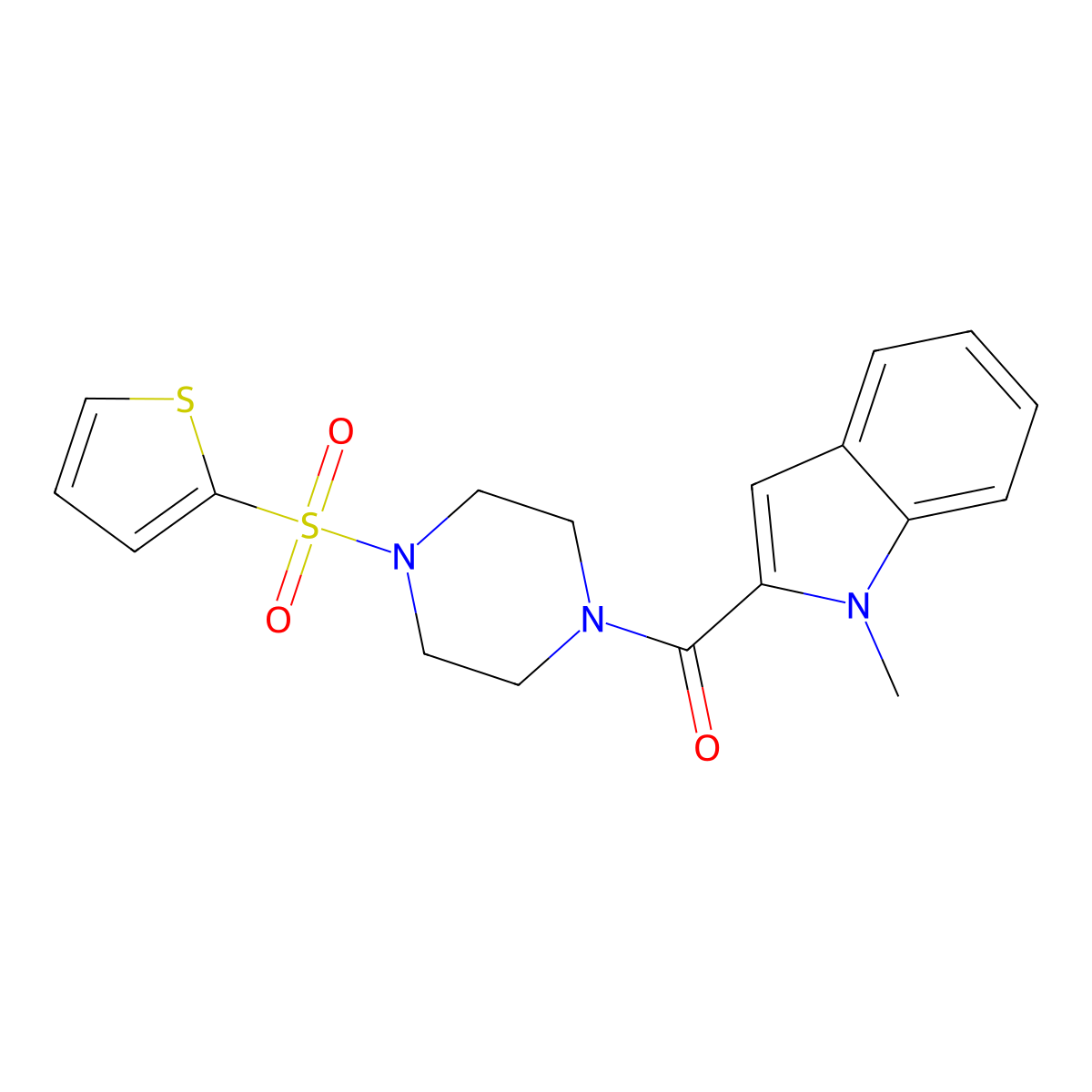 (1-methyl-1H-indol-2-yl)[4-(thiophen-2-ylsulfonyl)piperazin-1-yl]methanone molecular structure, CAS 1081128-65-5