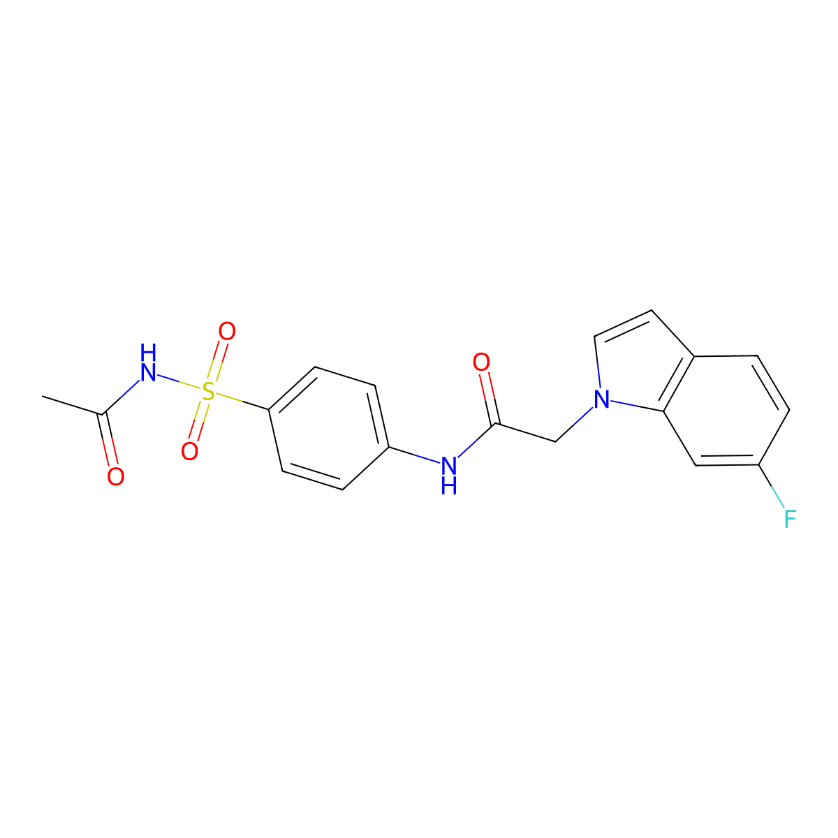 N-[4-(acetylsulfamoyl)phenyl]-2-(6-fluoro-1H-indol-1-yl)acetamide molecular structure, CAS 1081128-69-9