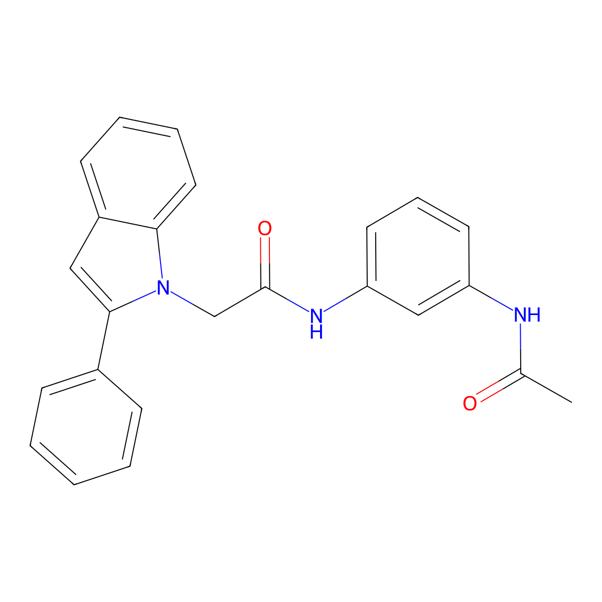 N-[3-(acetylamino)phenyl]-2-(2-phenyl-1H-indol-1-yl)acetamide molecular structure, CAS 1081128-89-3