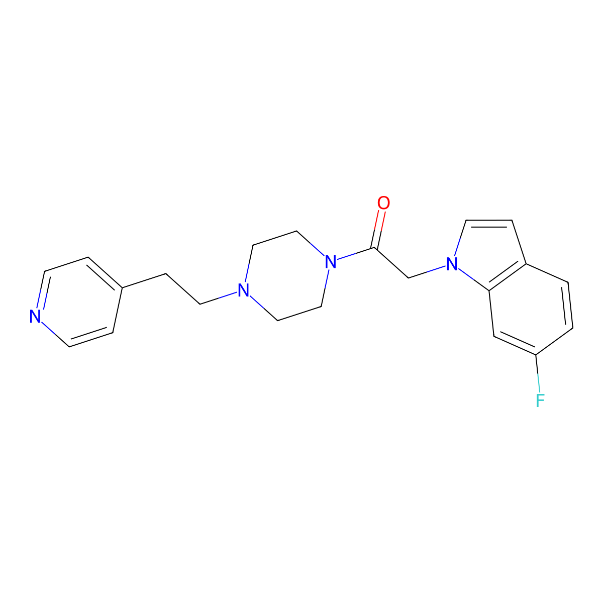 6-fluoro-1-{2-oxo-2-[4-(2-pyridin-4-ylethyl)piperazin-1-yl]ethyl}-1H-indole molecular structure, CAS 1081129-37-4