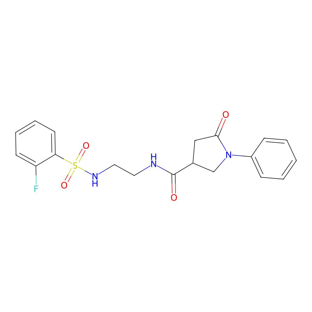 N-(2-{[(2-fluorophenyl)sulfonyl]amino}ethyl)-5-oxo-1-phenylpyrrolidine-3-carboxamide molecular structure, CAS 1081129-39-6