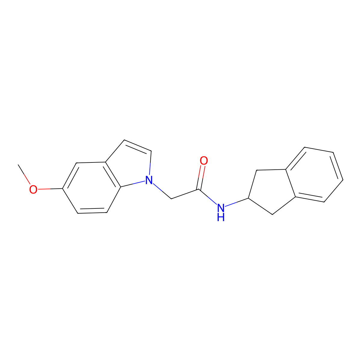 N-(2,3-dihydro-1H-inden-2-yl)-2-(5-methoxy-1H-indol-1-yl)acetamide molecular structure, CAS 1081129-56-7