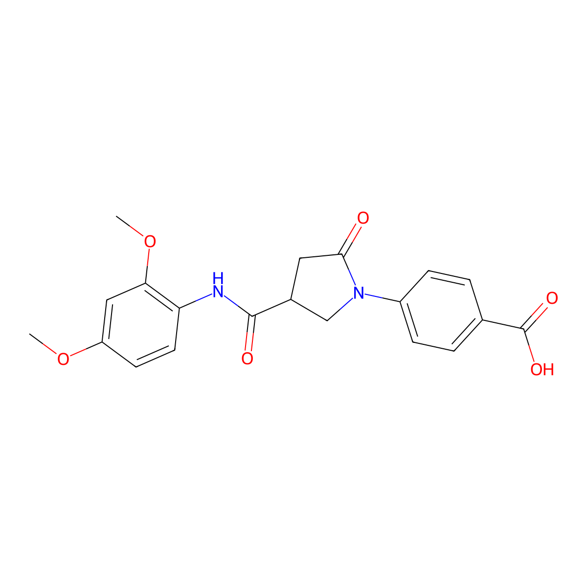 4-{4-[(2,4-Dimethoxyphenyl)carbamoyl]-2-oxopyrrolidin-1-yl}benzoic acid molecular structure, CAS 1081129-72-7